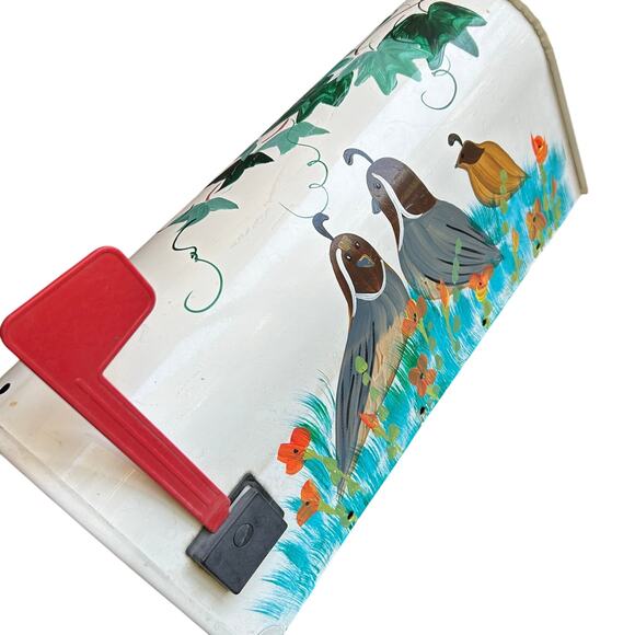 Hand painted mailbox Large mailbox Custom Designs quail floral